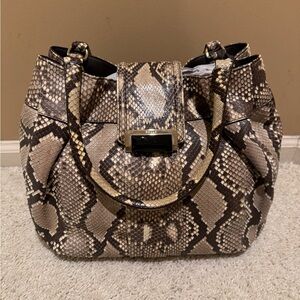 Bally Snakeskin Shoulder Bag in Brown and Tan
